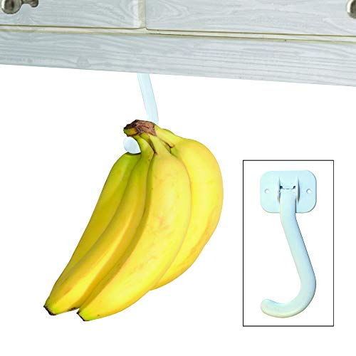 Banana Hook Hanger Under Cabinet Hook Ripens Bananas with Less Bruises, Hang Other Lightweight Kitchen Items, Folds Up Out of Sight When Not in Use, Self-Adhesive + Pre-drilled Screw Holes WHITE Banana Hook Hanger Under Cabinet Hook Ripens Bananas with Less Bruises, Hang Other Lightweight Kitchen Items, Folds Up Out of Sight When Not in Use, Self-Adhesive + Pre-drilled Screw Holes WHITE