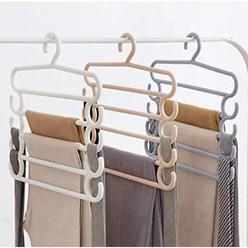 Viaste Plastic Clothes Hangers - Multi-Function Five-Layer Towel Hanging Clothes Hanging Adult Hanger Organize Your Clothes,1Pcs