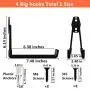 Heavy Duty Utility Hooks with Anti-Slip Coating Used for Garage, Shop, Basement, Shed, Garden Storage Organize Extended Wall Mount U Tool Holder (4 Pack Black Square Hook Large)
