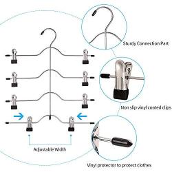 DANALLAN 5 Pack of 4-Tier Skirt/Pants Hangers - Space Saving Adjustable Non-Slip Clips Clothes, Trousers, Slacks, Jeans