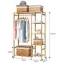 ZSMPY Coat Rack Simple Solid Wood Wardrobe Rack Hanger Floor Bedroom Clothes Rack Storage Rack