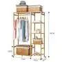 ZSMPY Coat Rack Simple Solid Wood Wardrobe Rack Hanger Floor Bedroom Clothes Rack Storage Rack