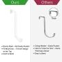 Over the Door Hook - Door Hanger Hooks Fit for Two Sized Doors Reversible Design Metal Door Towel Hooks for Bathroom, Bedroom, Coat, 5 Pcs, White