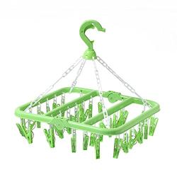 XINGKEJI Plastic Space Saving Closet Organizer 32 Peg Multifunctional Plastic Clothes Indoor and Outdoor Airer Folding Clothes Hanger Towels Socks Bras Underwear