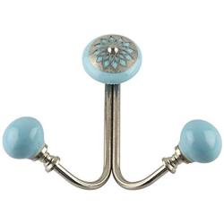 Indianshelf Handmade 3 Artistic Vintage Turquoise Iron Strewn Flat Coat Hooks Hangers/Clothes Hooks Door Mount