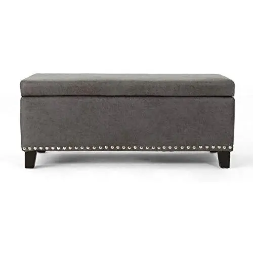 Christopher Knight Home Carl Traditional Microfiber Storage Ottoman, Slate,