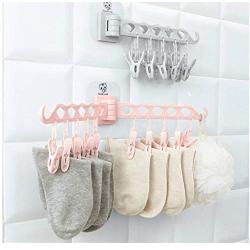 Wall-Mounted 10 Clips 5pcs Random ColorPortable Socks Cloth Hanger Rack Clothespin Drying Rack Sock Holder Wardrobe Storage Cloth Hangers