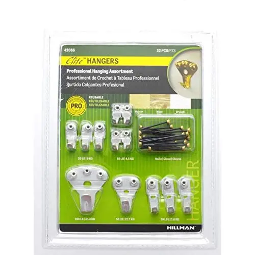 Hillman Hillman8482; Elite Hanger Kit Zinc 32 Piece 10lb-100lb 32 Piece
