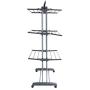 Homgrace 3-Tier Foldable Rolling Clothes Drying Rack with Commercial Grade Wheels Stainless Steel Dryer Garment Hanger Stand Indoor Outdoor (Grey)