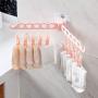 JIJIKOKO Dual Clothes Hanger Sturdy Drying Rack Non-Slip Folding Hook Coat Rack Foldable Rotation Hanger Wardrobe Clothes Organizer Travel Accessories (Pink)