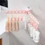 JIJIKOKO Dual Clothes Hanger Sturdy Drying Rack Non-Slip Folding Hook Coat Rack Foldable Rotation Hanger Wardrobe Clothes Organizer Travel Accessories (Pink)
