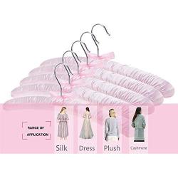 Miyare 5 Pack Satin Padded Hangers,Silk Clothes Rack Sponge Clothes Rack Home Hotel (Pink)