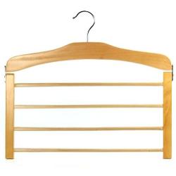 HANGERWORLD Natural Wooden 4 Tier Non Slip Inlaid Grip Space Saving Pants Bar Clothes Organizer Coat Garment Hangers