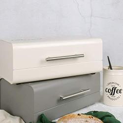 lRICE-home Storage Container Boxes Heavy Duty Rectangle Flip Iron Bread Bin Loaf Canister - White