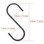 60 Pack 3.5 Inches Heavy Duty Black S Hooks Stainless Steel Metal S Shaped Hooks for Kitchen Bathroom Garden Workshop