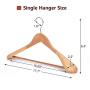 JS HANGER Gugertree Wooden Extra-Wide Shoulder Suit Hangers, Wood Coat Hangers Pant Hangers, Natural Finish, 6-Pack