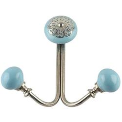 Indianshelf Handmade 1 Artistic Vintage Turquoise Iron Strewn Flat Rail Hooks Hangers/Coat Hooks Hardware