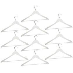 Harbour Housewares White Wooden Clothes/Coat Hanger/Hangers - Pack of 10