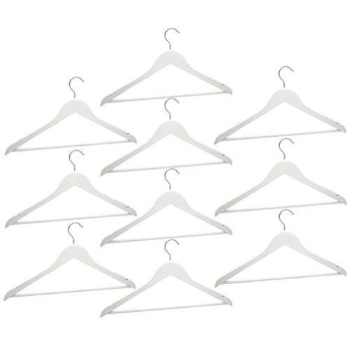 Harbour Housewares White Wooden Clothes/Coat Hanger/Hangers - Pack of 10