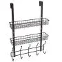 Coat Hook Metal Storage Rack with 2 Baskets & 5 Hooks Over The Door Organizer Decorative for Office, Bathroom, Bedroom Coat Hook Metal Storage Rack with 2 Baskets & 5 Hooks Over The Door Organizer Decorative for Office, Bathroom, Bedroom