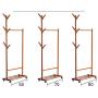 Cxjff Floor Standing Coat Rack Movable Storage Clothes Hanger 6 Hooks Wheels Shelves Easy Install, Bamboo (Color : Wood Color, Size : 80x31x171cm)