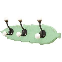 Indianshelf Handmade 1 Artistic Vintage Green Wooden Double Loop Wall Hooks Hangers/Bathroom Towel Holder