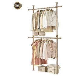 PRINCE HANGER, Premium Wood 2tier Hanger, Wood Color, Steel, Clothing Rack, Sturdy, PHUS-1021, Made in Korea