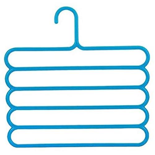 5 Layers Multi-Purpose Clothes Hanger Belt Tie Scarf Towels Hanger Storage Organizer Pants Trousers Hanger Holder Rack(Blue)