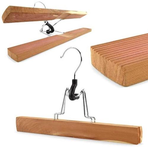 HANGERWORLD 10 Cedar Wood 10.6inch Non Slip Ridged Clamp Clothes Garments Pants Skirt Hangers HANGERWORLD 10 Cedar Wood 10.6inch Non Slip Ridged Clamp Clothes Garments Pants Skirt Hangers
