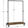 SONGMICS Clothes Rack, Industrial Pipe Style Rolling Garment Rack with Shelf, Lockable Wheels, Heavy Duty Clothing Rack for Laundry Room, Retail Store, Rustic Look UHSR65BX