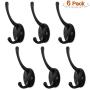 Wall Mounted Coat and Hat Hook Dual Robe Hanger 1" Wide Small Double Prong Hook, 6 Pieces, Black Wall Mounted Coat and Hat Hook Dual Robe Hanger 1" Wide Small Double Prong Hook, 6 Pieces, Black