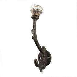 Indianshelf Handmade 1 Artistic Vintage Grey Iron Hexagon Small Rail Hooks Holders/Clothes Hooks Over Door
