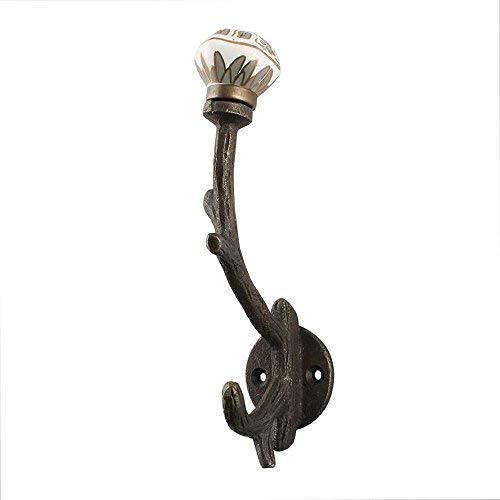 Indianshelf Handmade 1 Artistic Vintage Grey Iron Hexagon Small Rail Hooks Holders/Clothes Hooks Over Door
