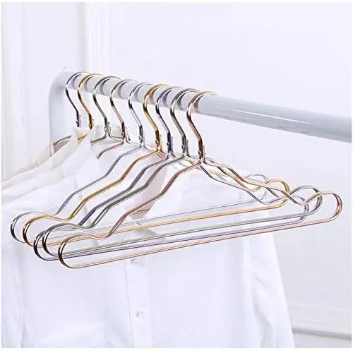 10pcs Random Color Clothes Coat Hanger Aluminum Alloy Anti-Skid Hanger for Clothes Water Resistant Windproof Strong Metal Clothes Hanger