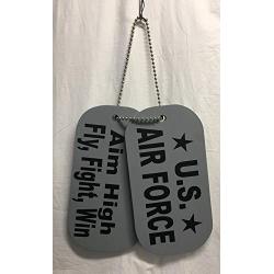 Replica Military Dog Tags - U.S. Air Force, Aim High, Fly Fight Win - Retirement Gift - Wall Plaque - Wall Hanger - Veteran Decor