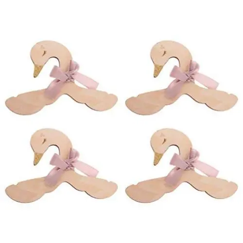 Prettyia 4pcs Sweet Swan Bow Baby Kids Room Nursery Wooden Coat Clothes Hook Hanger