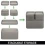mDesign Modern Compact Plastic Storage Bins with Lids - Modular and Stackable - Nesting Organizing Containers for Home, Bathroom, Bedroom, Kitchen, Office - Set of 4 - Smoke