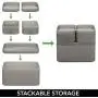 mDesign Modern Compact Plastic Storage Bins with Lids - Modular and Stackable - Nesting Organizing Containers for Home, Bathroom, Bedroom, Kitchen, Office - Set of 4 - Smoke