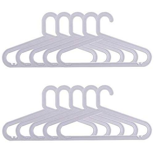 C&M LIFE Plastic Hangers Light-Weight Clothes Hangers 16 Durable Adult Coat Hangers Pack of 10 (Light Gray)