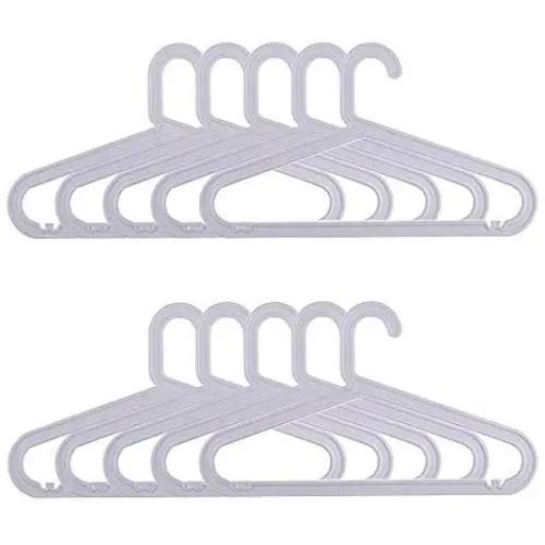 C&M LIFE Plastic Hangers Light-Weight Clothes Hangers 16 Durable Adult Coat Hangers Pack of 10 (Light Gray)