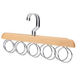 GEQWE Hanger Scarf Hanger Wooden Storage Circle Rack 5 Loops for Scarves Neck Ties Belts Space-Saving 2 Pack for Camisole, Jacket, Pant, Dress Clothes Hangers (Color : Natural)