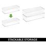 mDesign Stackable Kitchen Pantry Cabinet, Refrigerator/Freezer Food Storage Bin Boxes Container, with Lid - Holder & Organizer for Packets, Pouches, Snacks, Fruits, Produce, Pasta, Vegetables - Clear