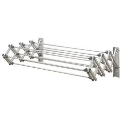 Woolite Aluminum 36" Collapsible Wall Mounted Clothes Drying Rack, Space Saver, Easy Storage, Retractable Silver