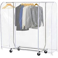 Ruibo Clear Garment Rack Cover Dustproof Clothes Rack Cover with 2 Durable Zipper/Clothing Waterproof Protector (L:71x20x60 inch)