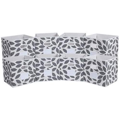 MAX Houser Fabric Storage Bins Cubes Baskets Containers with Dual Plastic Handles for Home Closet Bedroom Drawers Organizers, Flodable, Grey, Set of 8 MAX Houser Fabric Storage Bins Cubes Baskets Containers with Dual Plastic Handles for Home Closet Bedroom Drawers Organizers, Flodable, Grey, Set of 8