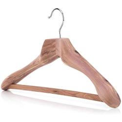 HANGERWORLD 19.7 inch Luxury Strong Cedar Wood Clothes Coat Garment Hanger with Non Slip Trouser Skirt Bar