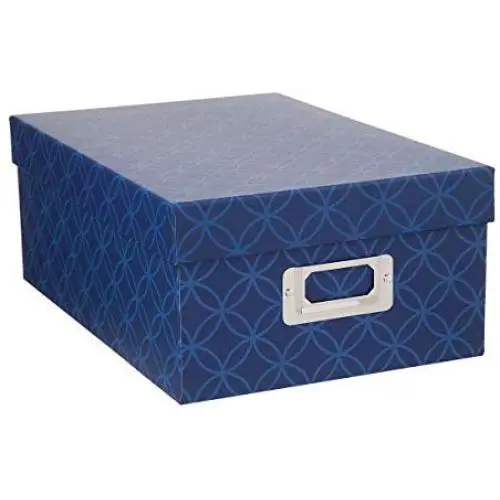 Darice 30032648 Decorative Photo Storage Box: Blue Interlocking Darice 30032648 Decorative Photo Storage Box: Blue Interlocking