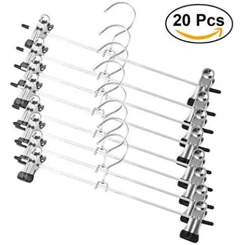 20pcs Stainless Steel Clip Stand Clothes Hanger Household Clothes Coat Skirt Dress Blouse Metal Hangers Hooks