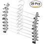 20pcs Stainless Steel Clip Stand Clothes Hanger Household Clothes Coat Skirt Dress Blouse Metal Hangers Hooks