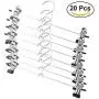 20pcs Stainless Steel Clip Stand Clothes Hanger Household Clothes Coat Skirt Dress Blouse Metal Hangers Hooks